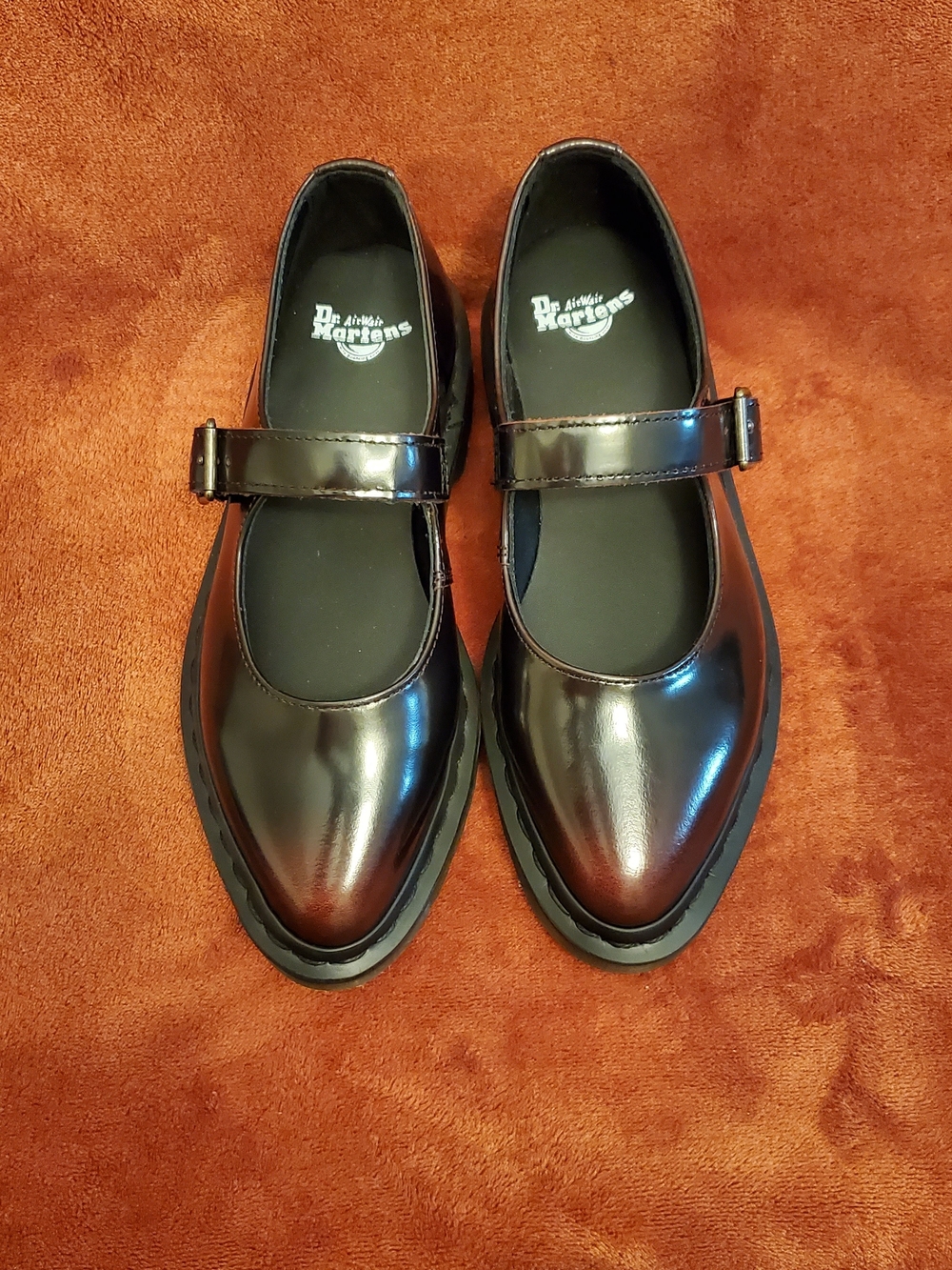 NEW Dr. Martens Two-Toned Black/Burgundy Red Mary Jane Loafers